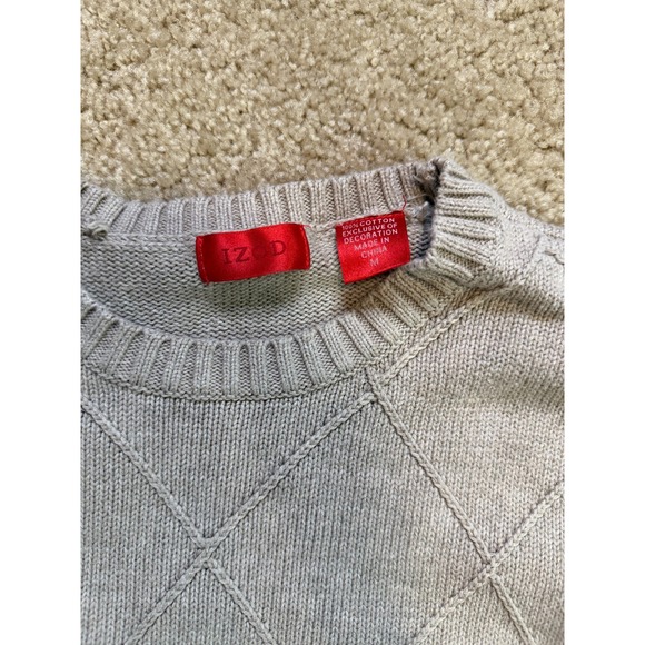 Vintage IZOD Sweater Mens Medium Beige Cotton Logo Tight Knit NWT NEW‎ - Picture 3 of 7